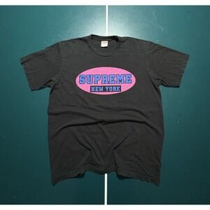 Supreme New York T Shirt Mens Medium Black Pink Short Sleeve Tee Streetwear SS23